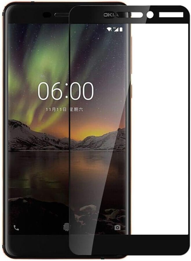 Nokia 6 2018 Screen Protector 9H Hardness 3D Tempered Glass - Black