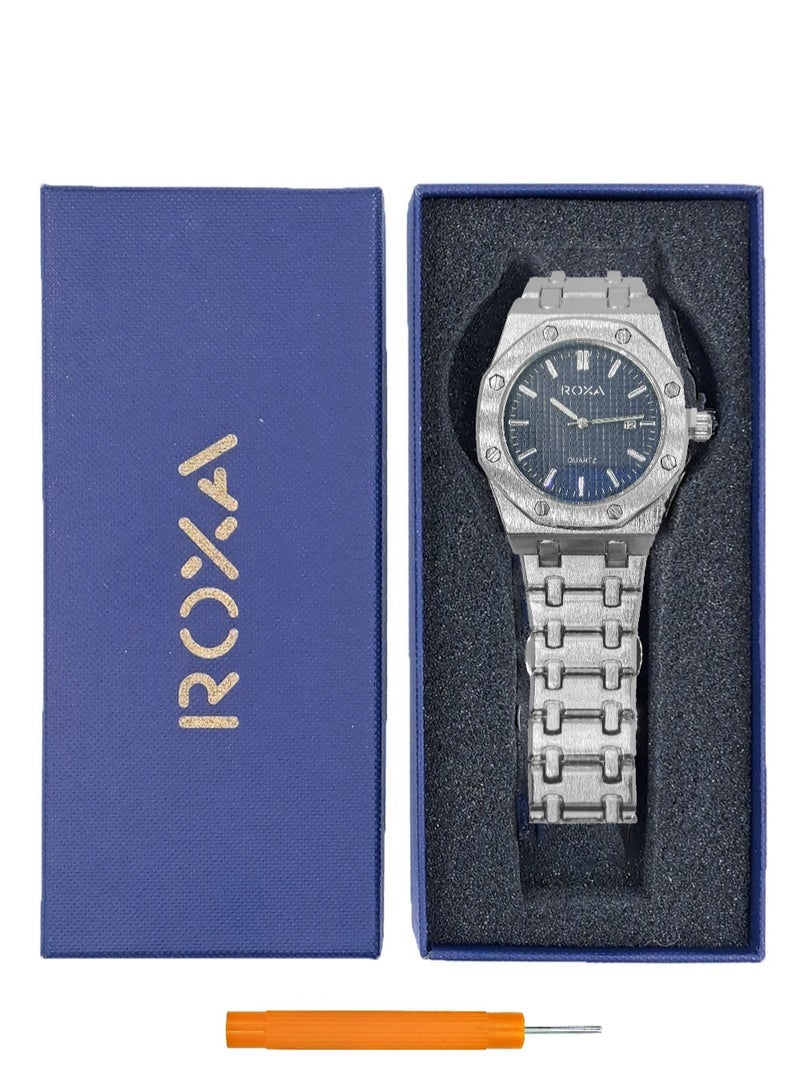 روكسا ساعة يد بعقارب و بسوار من الإستانلس ستيل طراز RX001 - فضي - Image 3