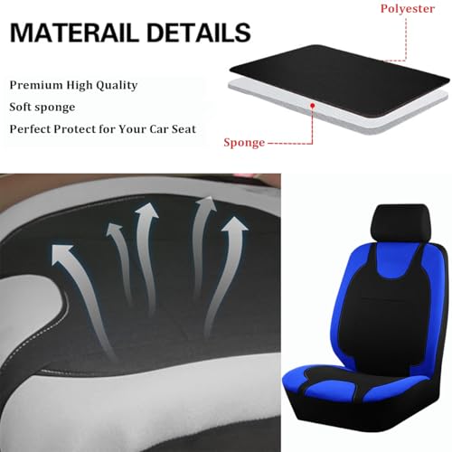Bittwee 9PCS Car Seat Covers Full Set Polyester Washable Vehicle 5Seats Protectors with Headrest Cover Comfortable Automobile Seat Interior Protection Universal for Sedan Truck SUV Blue - Image 3