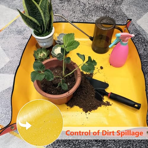 HASTHIP® 100*100CM Gardening Mat for for Indoor Bonsai Succulent Plant Care, Waterproof and Foladable PE Garden Mat for Watering Grassland Balcony Nursery Potting and Transplanting Mat Plant Seedling - Image 4
