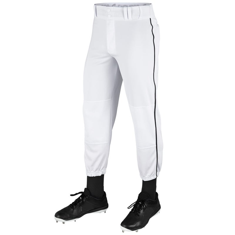 Champro Traditional Fit Triple Crown Classic Baseball Pants with ContrastColor Braid Piping and Reinforced Sliding Areas White Black Pin Medium