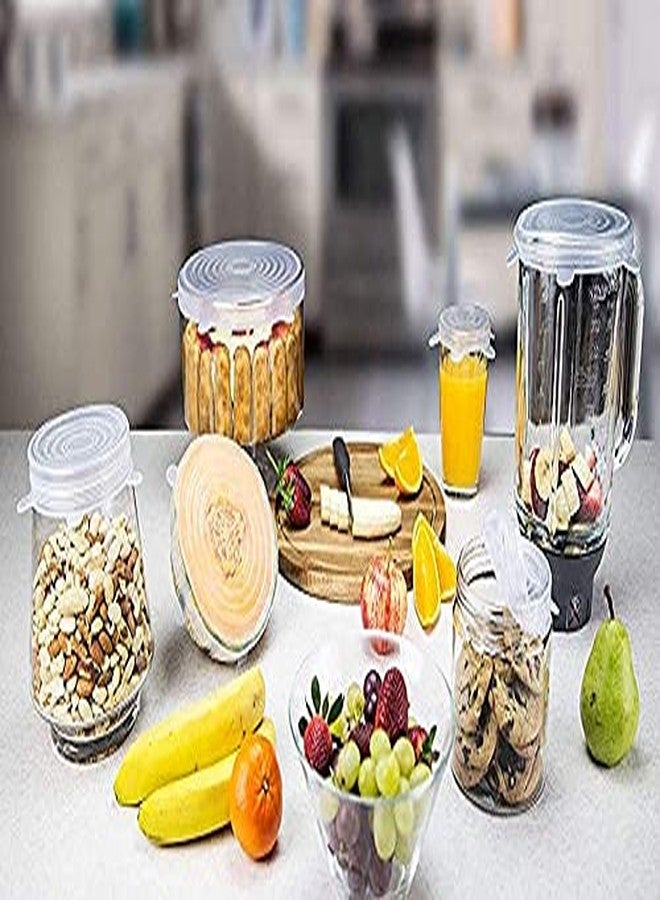 Kalitus Microwave Safe Silicone Stretch Lids Reuseable Flexible Covers For Rectangle, Round, Square Bowls, Dishes, Plates, Cans, Jars, Glassware And Mugs (Free Size_Multicolor) (Set Of 6), White - Image 3