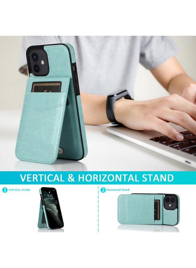 زبون جراب لهاتف iPhone 12 mini بلون سادة مصنوع من مادة البولي كربونات + TPU مع حامل وفتحات للبطاقات - Image 4