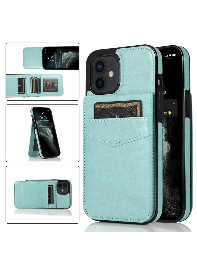 زبون جراب لهاتف iPhone 12 mini بلون سادة مصنوع من مادة البولي كربونات + TPU مع حامل وفتحات للبطاقات - Image 1