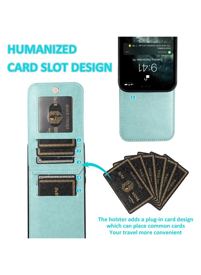 زبون جراب لهاتف iPhone 12 mini بلون سادة مصنوع من مادة البولي كربونات + TPU مع حامل وفتحات للبطاقات - Image 5