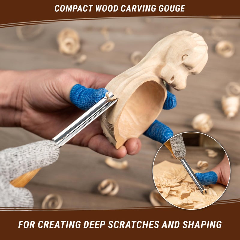 BeaverCraft Wood Carving Gouge K9/10 Woodworking Hand Chisel Compact Wood Carving Knife for Beginners and Profi - Image 3