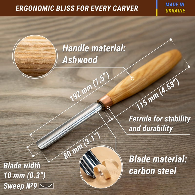 BeaverCraft Wood Carving Gouge K9/10 Woodworking Hand Chisel Compact Wood Carving Knife for Beginners and Profi - Image 2