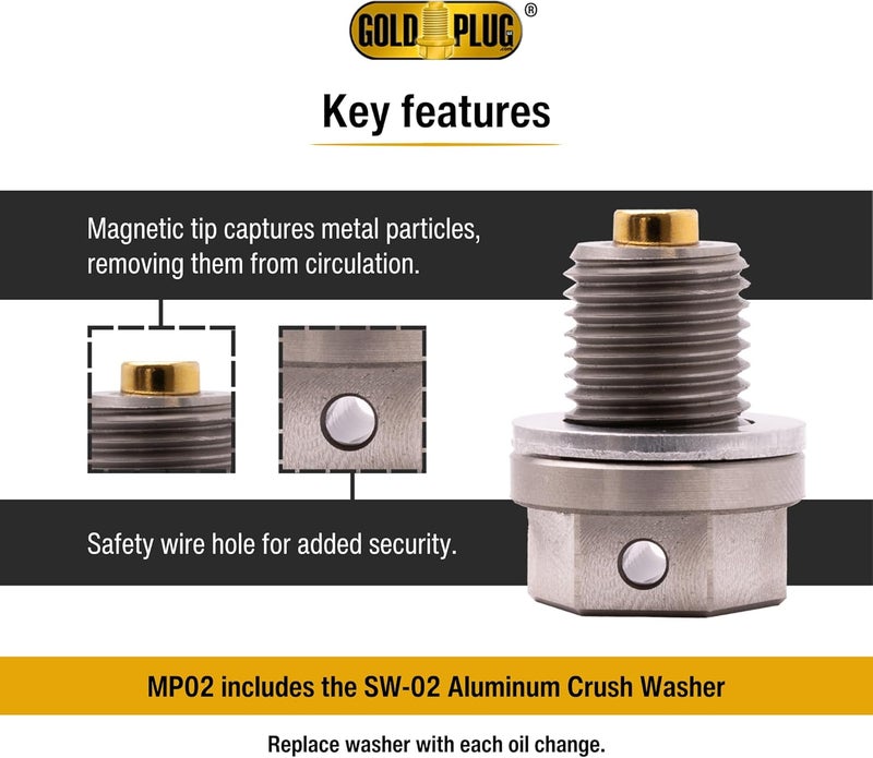 GoldPlug Magnetic Drain Plug MP-02 - Stainless Steel with Gold Magnet - Image 4