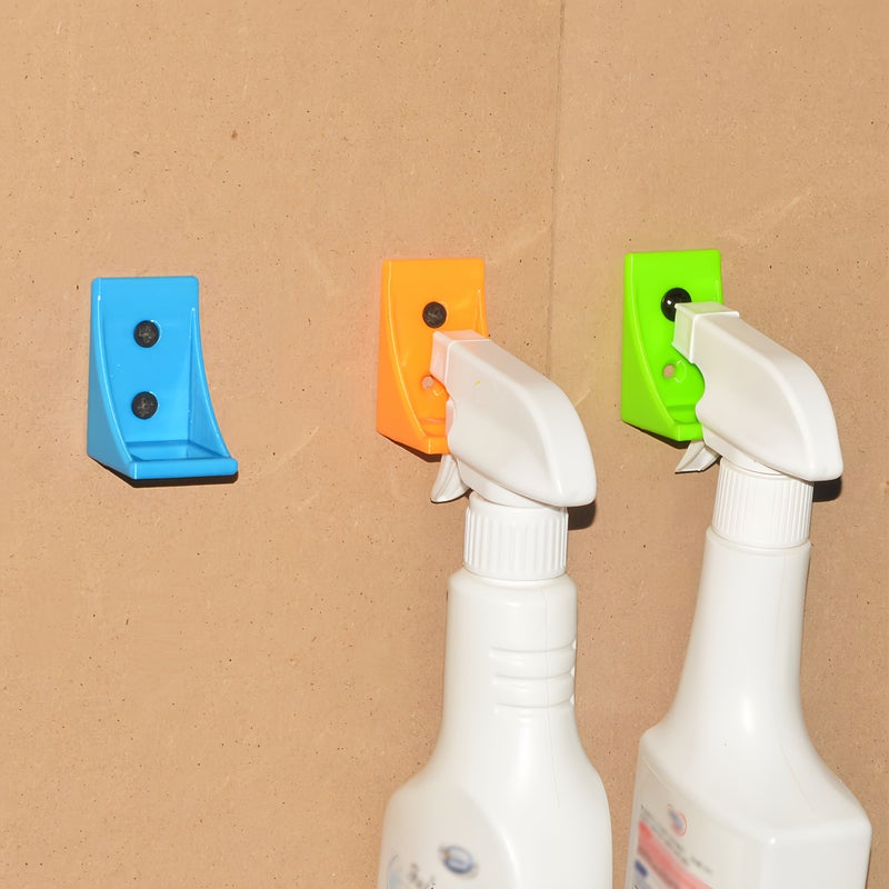 Pack Of 5 Green Spray Bottle Holders For Wall Storage Shelf Display Easy Setup Plastic - Image 1