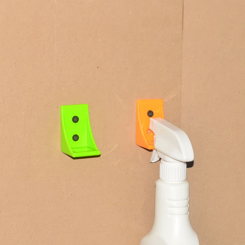 Pack Of 5 Green Spray Bottle Holders For Wall Storage Shelf Display Easy Setup Plastic - Image 5