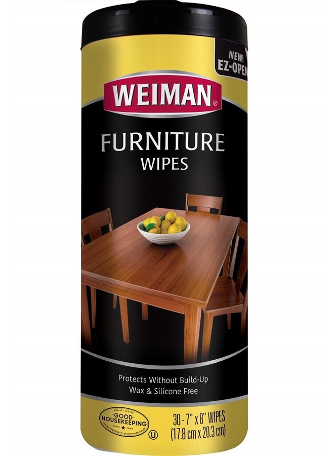 Weiman Wood Cleaner and Polish Wipes - Clean, Polish & Protect Wood Furniture, 30 Count - Image 1