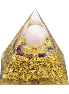 rockcloud Rockcloud The Crown Chakra Orgone Pyramid Rose Quartz Crystal Ball Reiki Balancing Energy Generator Mediation Yoga Home Office Decor 