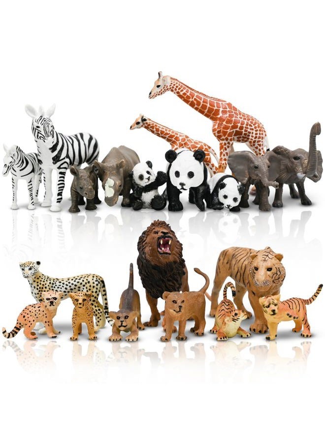 Kimicare Safari Animals Figures Toys 20 Piece, Realistic Plastic Animals Figurines, African Zoo Wild Jungle Animals Playset with Elephant, Giraffe, Lion, Tiger for Kids Party Supplies Cake Topper - Image 1