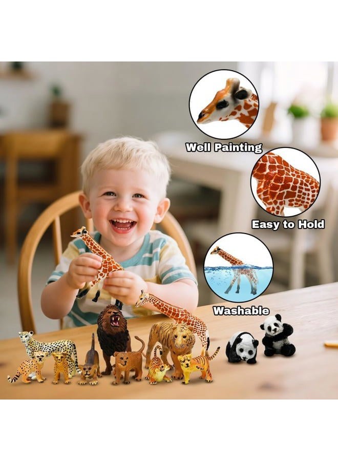 Kimicare Safari Animals Figures Toys 20 Piece, Realistic Plastic Animals Figurines, African Zoo Wild Jungle Animals Playset with Elephant, Giraffe, Lion, Tiger for Kids Party Supplies Cake Topper - Image 2