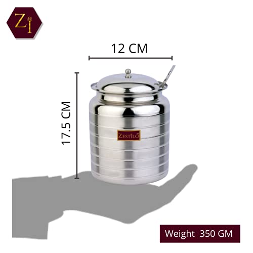 ZESTILO Ghee container with spoon, ghee container, ghee pot, oil dispenser for kitchen, ghee pot steel Oil Dispenser, Platinum Finish (1500 ml) - Image 3