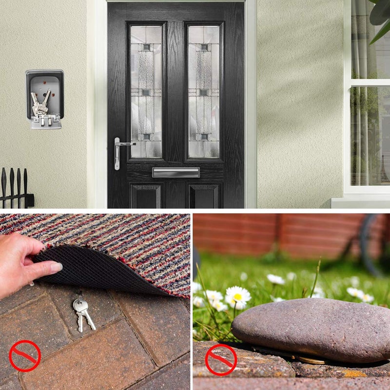 BeskooHome Wall Mounted Key Safe Waterproof Combination Zinc Alloy Key Storage with Sliding Cover with Resettable Code for House Replacement Keys - Image 2
