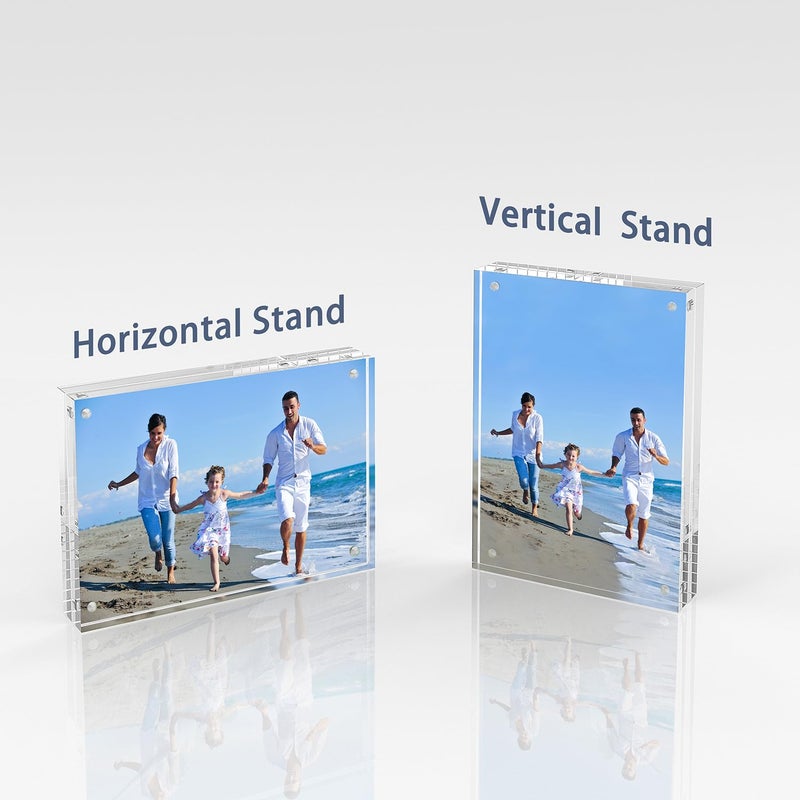Pitbvo Acrylic Picture Frame  2Pack 5X7 Inch Acrylic Photo Frames  Magnetic Picture Frame 12+12Mm Thickness Clear Picture Frame  Double-Sided Acrylic Frame Stand Picture Frame - Image 4