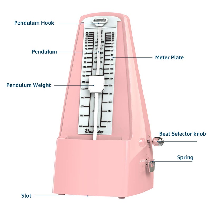 Ueteto Mechanical Metronome Loud Sound Piano Drum Violin Guitar Saxophone Pink - Image 4