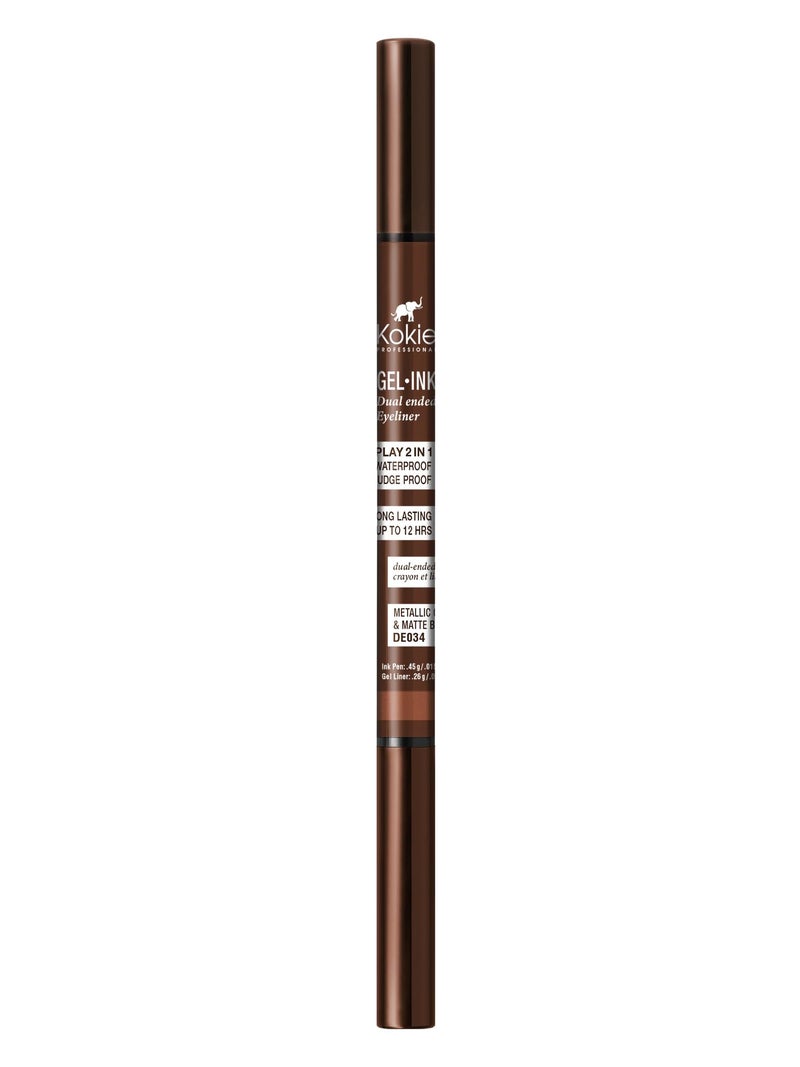 Kokie Gel Ink Dual Ended Eyeliner (Matallic Copper/Matte Brown) - Image 4