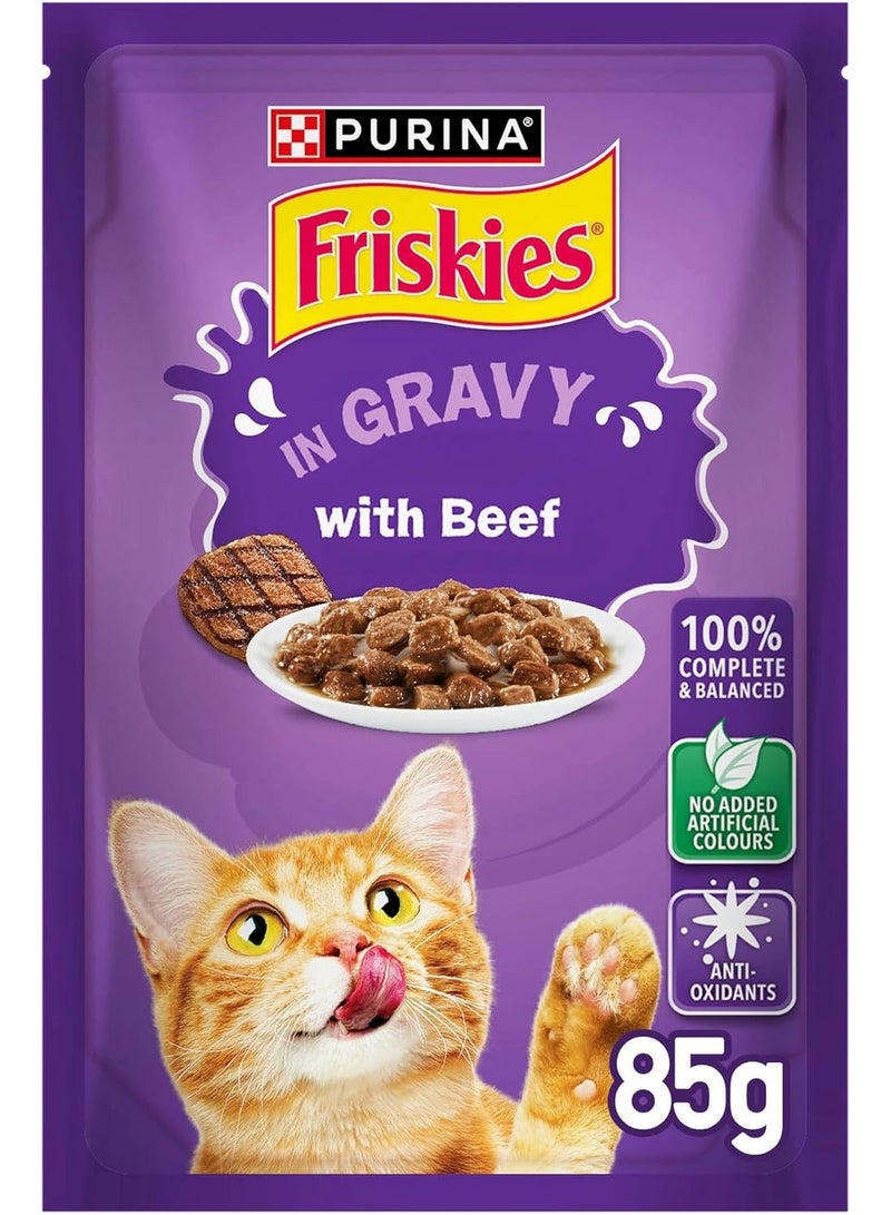 Friskies Beef Chunks in Gravy Wet Cat Food, 85g - Image 1