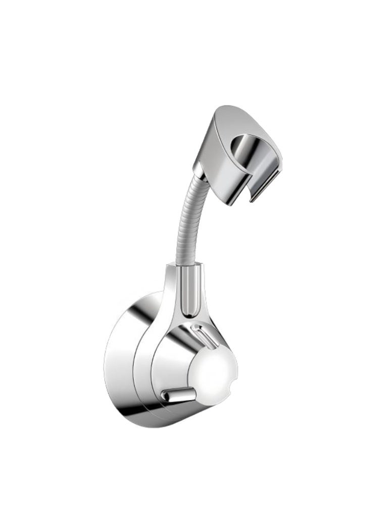 حامل رأس دش قابل للتعديل بقاعدة شفط، بدون حفر، دوران متعدد الزوايا، فضي - Image 1