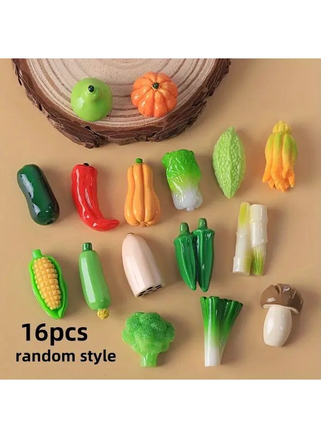 Miniature Edible Toy Vegetables 16pcs Random Style For Dollhouse Kitchen Accessories - Image 1