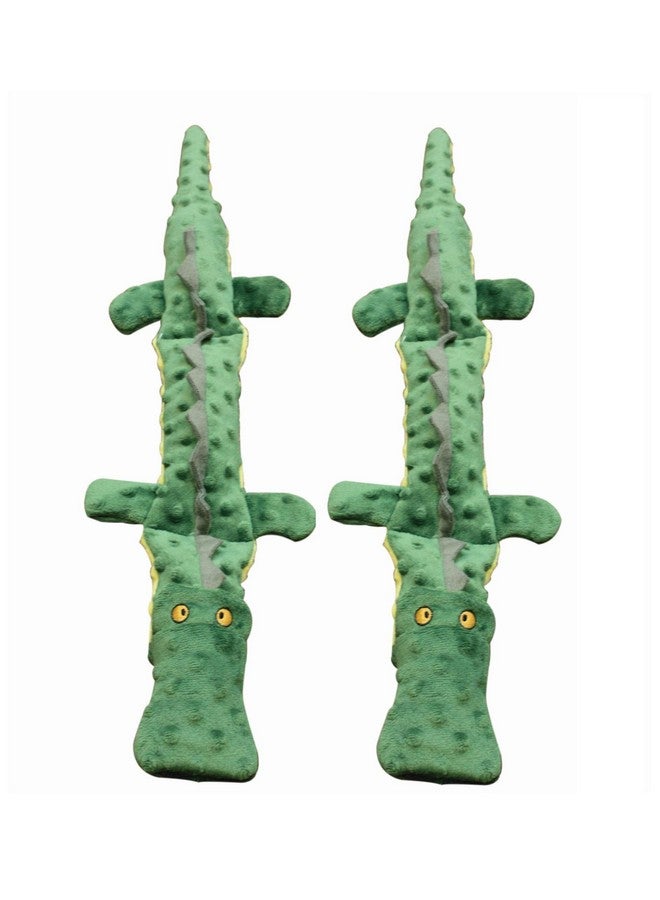 (2 Pack) Ethical Pets Skinneeez Extreme 3 Squeaker Stuffing Free Dog Toy, 25", Crocodile, Green