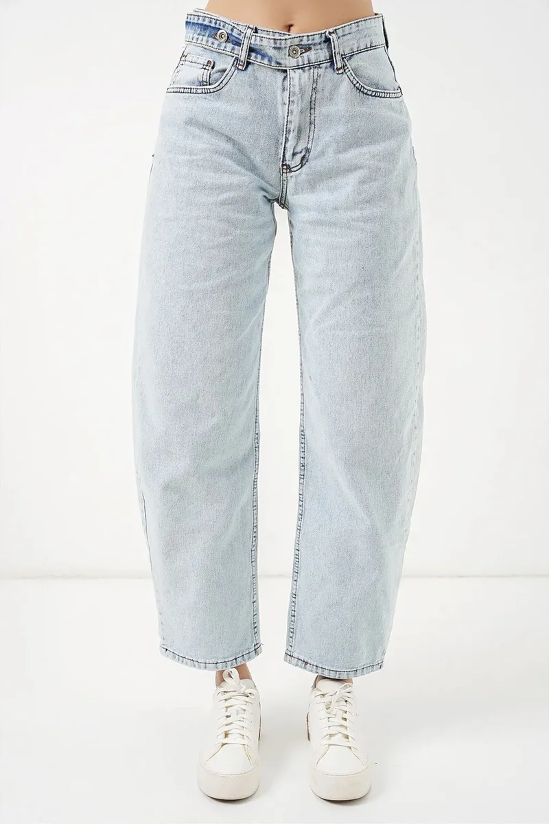 Big Dart Light Blue Denim BDART High Waist Wide Leg Jeans for Women | Best Price UAE