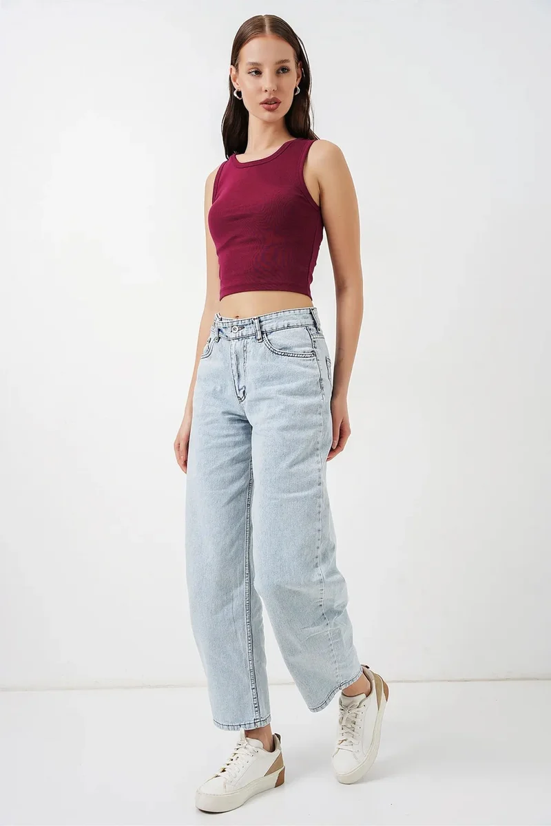 Big Dart Light Blue Denim BDART High Waist Wide Leg Jeans for Women | Best Price UAE