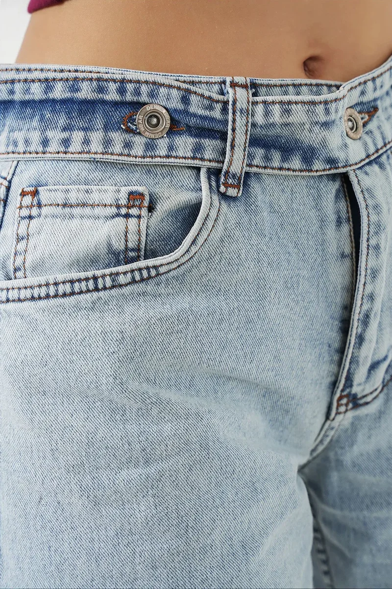 Big Dart Light Blue Denim BDART High Waist Wide Leg Jeans for Women | Best Price UAE