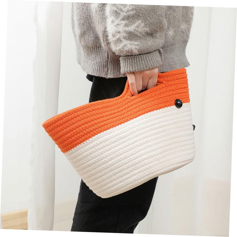 Handwoven Cotton Rope Storage Basket with Cute Fox Design Multipurpose Organizer for Toys and Home - Image 5