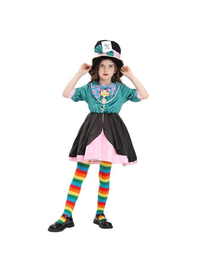 Nuoqi Girls Mad Hatter Costume Mad Hatter Tea Party Costume Halloween Dress with Hat L - Image 3