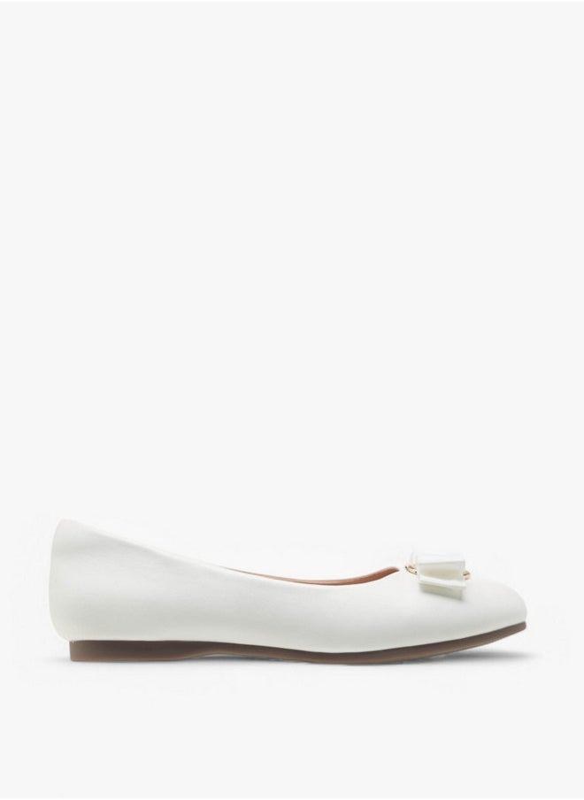 Little Missy Girls Bow Accent Slip-On Ballerina Shoes  - Image 3