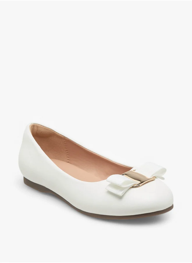 Little Missy Girls Bow Accent Slip-On Ballerina Shoes