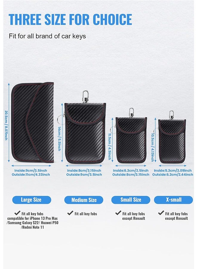 2 Pack Faraday Bag for Phones and Car Keys, RFID Signal Blocking Bag, Carbon Fiber Material Shielding Case for Cell Phone Privacy Protection & Key Fob, Anti-Tracking Anti-Hacking Case Blocker - Image 2