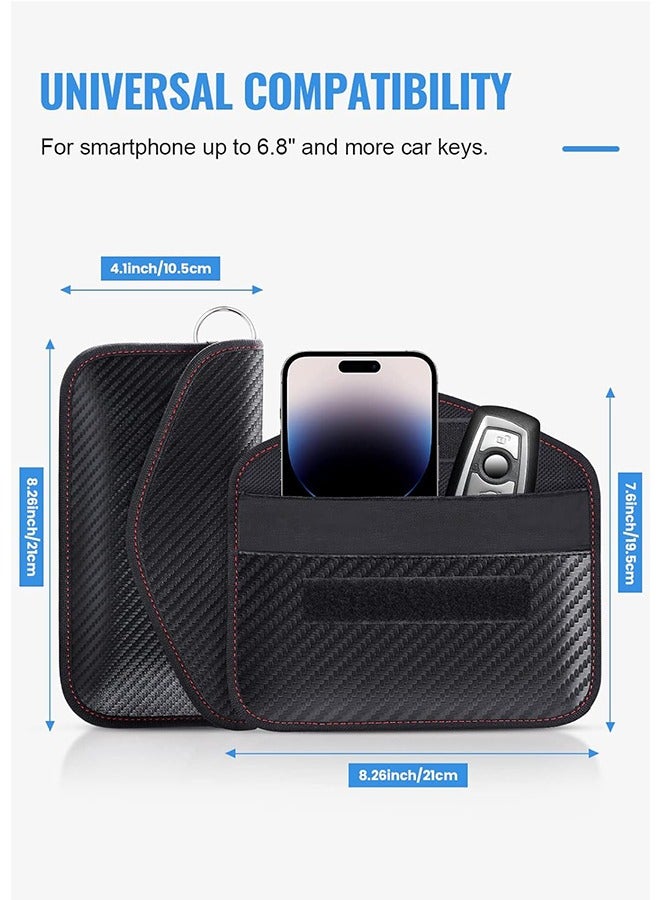2 Pack Faraday Bag for Phones and Car Keys, RFID Signal Blocking Bag, Carbon Fiber Material Shielding Case for Cell Phone Privacy Protection & Key Fob, Anti-Tracking Anti-Hacking Case Blocker - Image 3