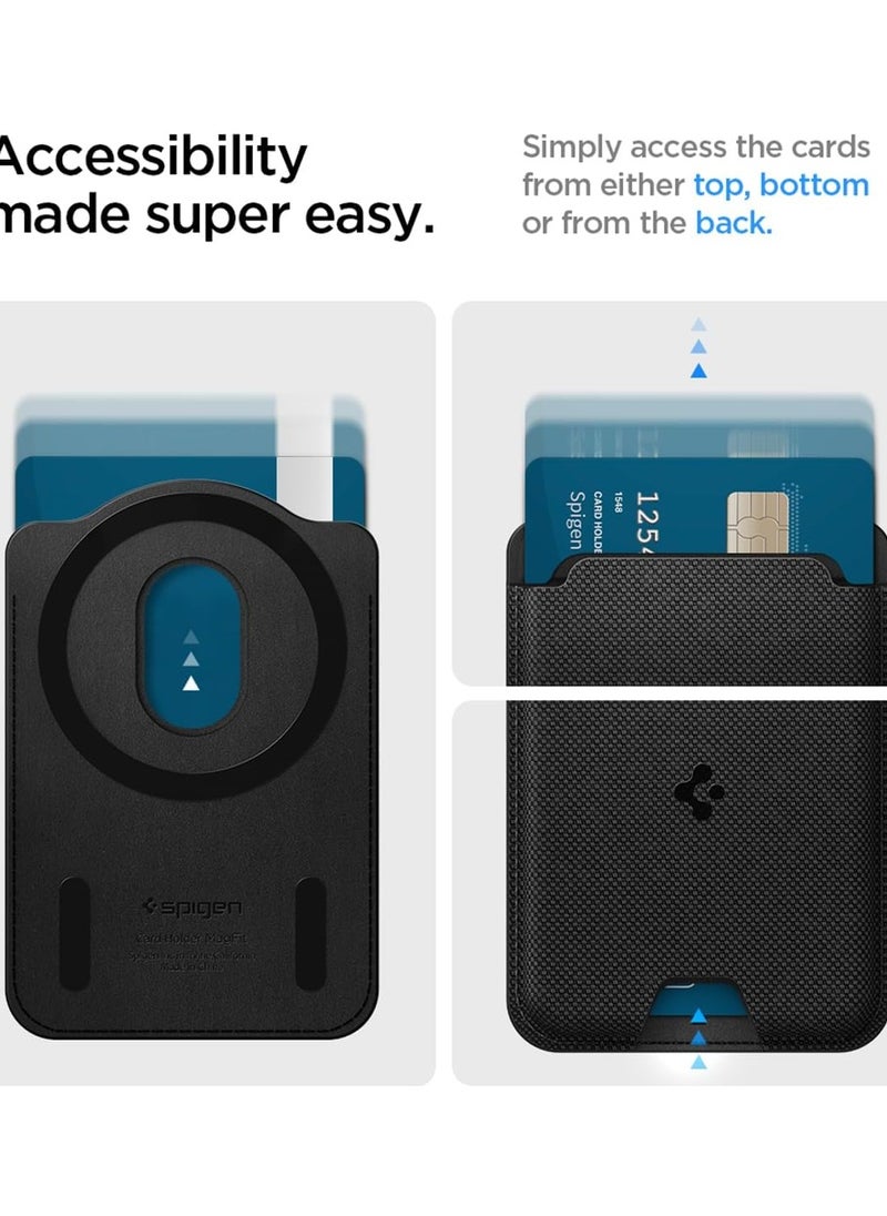Spigen - Urban Fit (MagFit) MagSafe Wallet Card Holder [3 Cards] for Samsung Galaxy S25 series with Magnetic Case only and MagSafe compatible with iPhone 16/15/14/13/12 Models - Fabric Black - Image 1