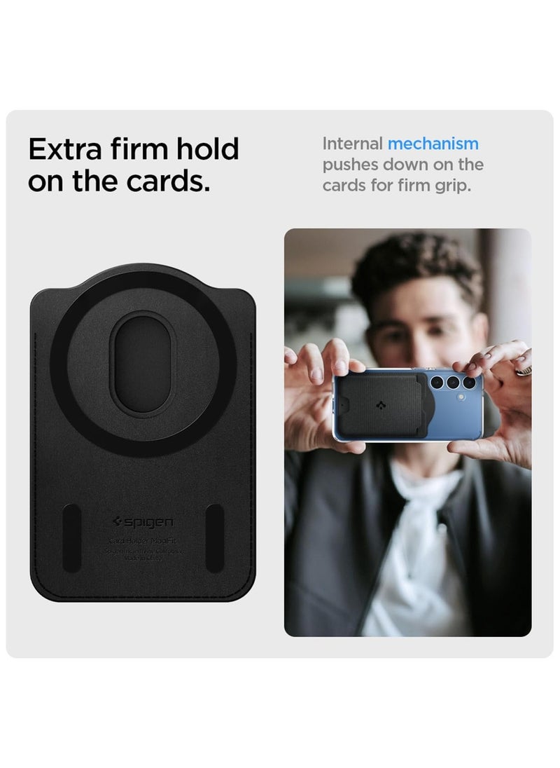 Spigen - Urban Fit (MagFit) MagSafe Wallet Card Holder [3 Cards] for Samsung Galaxy S25 series with Magnetic Case only and MagSafe compatible with iPhone 16/15/14/13/12 Models - Fabric Black - Image 1