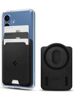 Spigen Urban Fit (MagFit) MagSafe Wallet Card Holder [3 Cards] for Samsung Galaxy S25 series with Magnetic Case only and MagSafe compatible with iPhone 16/15/14/13/12 Models - Fabric Black  - Image 1
