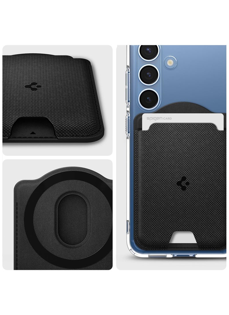 Spigen - Urban Fit (MagFit) MagSafe Wallet Card Holder [3 Cards] for Samsung Galaxy S25 series with Magnetic Case only and MagSafe compatible with iPhone 16/15/14/13/12 Models - Fabric Black - Image 1