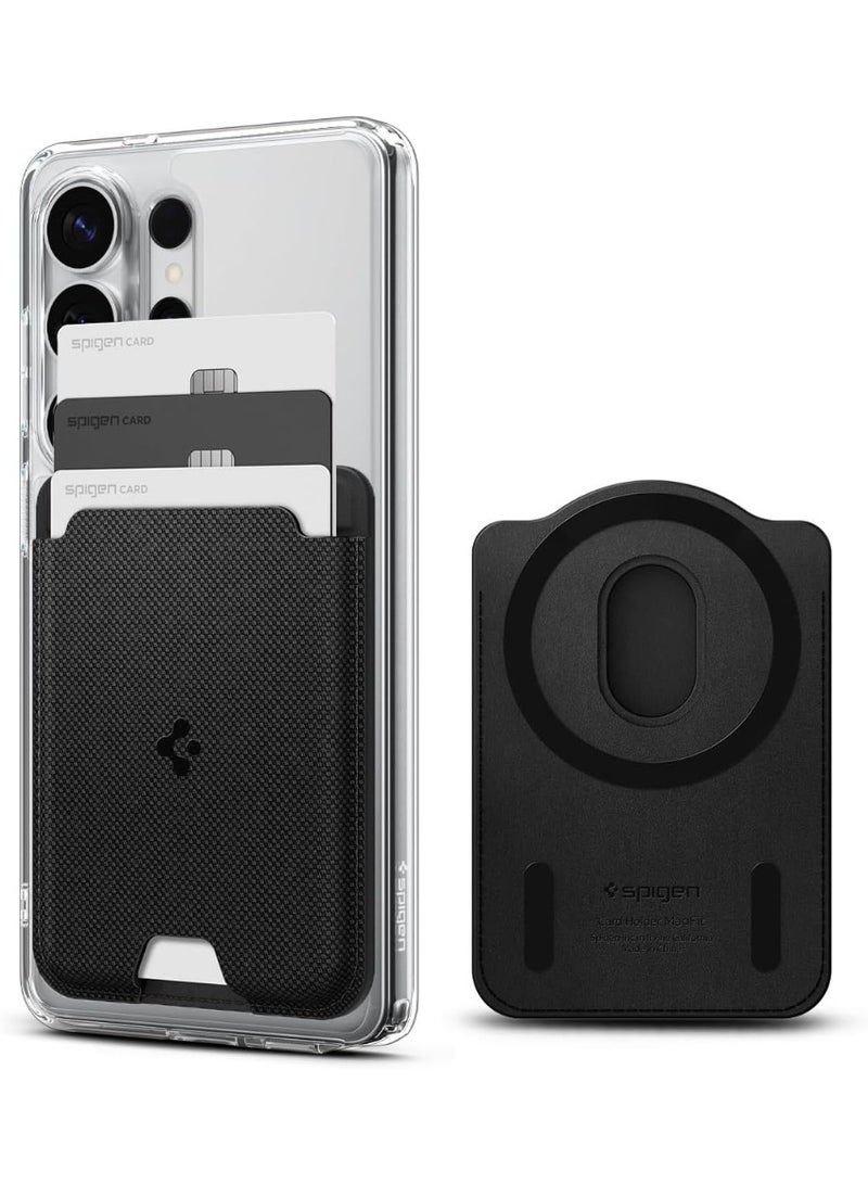 Spigen Urban Fit (MagFit) for Samsung Galaxy S26 / S25 series MagSafe Wallet Card Holder [3 Cards] with Magnetic Case only and MagSafe compatible with iPhone 17/16/15/14/13/12 Models - Fabric Black - Image 1