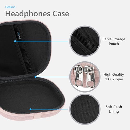Geekria NOVA On-Ear Headphones Case Compatible with JBL Tune 510BT/660NC/560BT/500BT, Jr 310BT and More, Replacement Hard Shell Travel Bag with Cable Storage (Pink) - Image 3