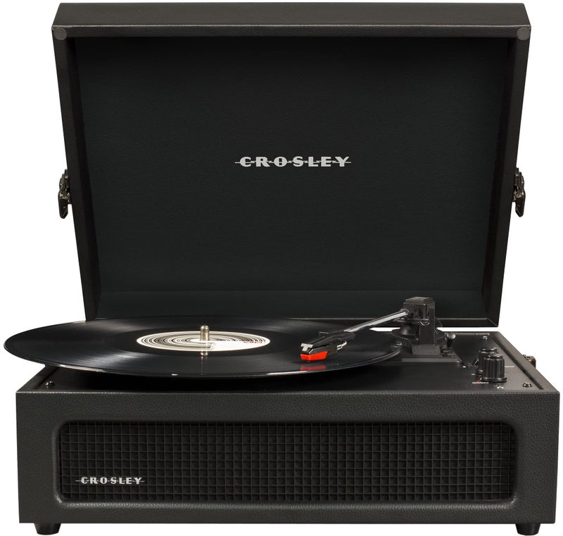 Crosley CR8017B-BK Voyager Vintage Portable Vinyl Record Player Turntable with Bluetooth in/Out and Built-in Speakers, Black - Image 1