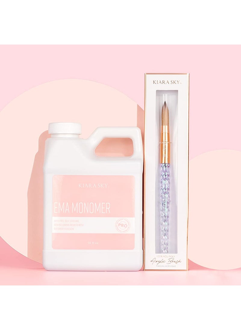 KIARA SKY - Kiara Sky EMA 16fl oz Liquid Monomer and 100% Kolinsky Brush Starter Duo (16 fl oz Monomer + Kolinsky Size 10 Brush) - Image 1
