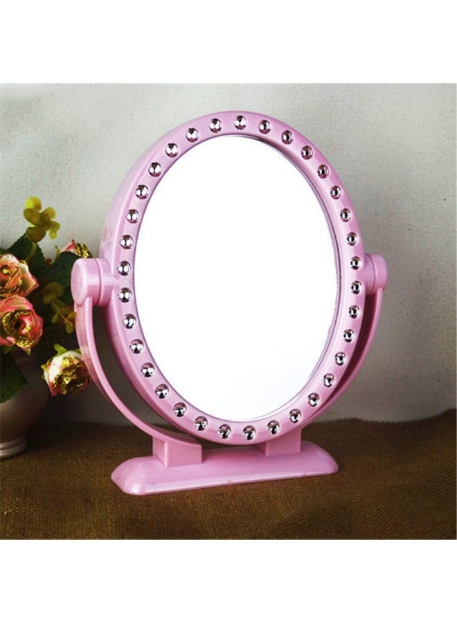 Happy Family Desktop mirror for dressing table Spin Makeup Mirror, Creativity Desktop Princess Mirror Pink Blue Round Bathroom Mirror Specialty Store Counter Front Desk Vanity Mirror Bride's makeup mirror|360 Degree rotate| Two side Mirror - Image 1