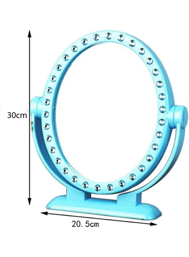 Happy Family Desktop mirror for dressing table Spin Makeup Mirror, Creativity Desktop Princess Mirror Pink Blue Round Bathroom Mirror Specialty Store Counter Front Desk Vanity Mirror Bride's makeup mirror|360 Degree rotate| Two side Mirror - Image 3