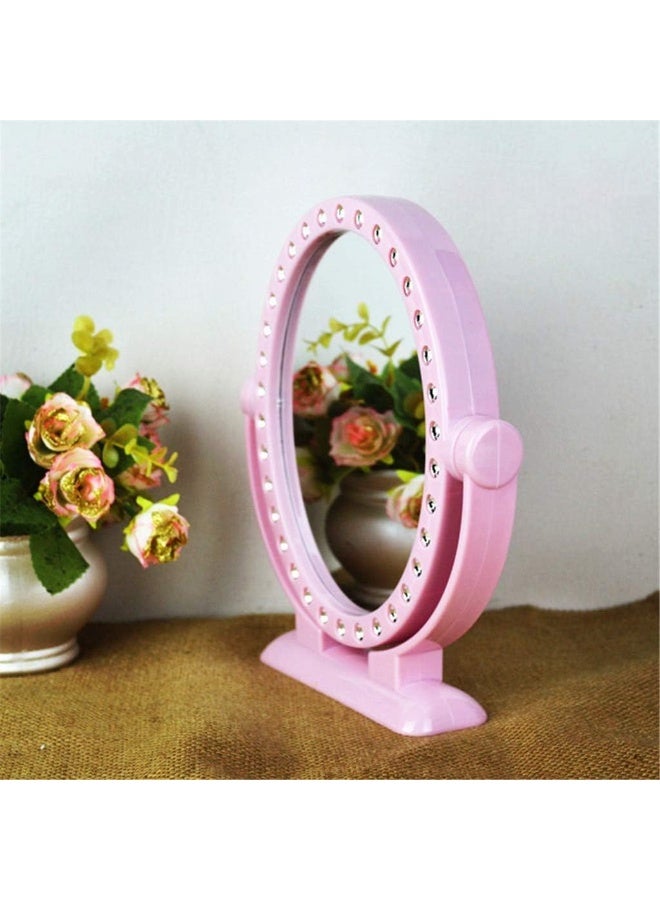 Happy Family Desktop mirror for dressing table Spin Makeup Mirror, Creativity Desktop Princess Mirror Pink Blue Round Bathroom Mirror Specialty Store Counter Front Desk Vanity Mirror Bride's makeup mirror|360 Degree rotate| Two side Mirror - Image 4