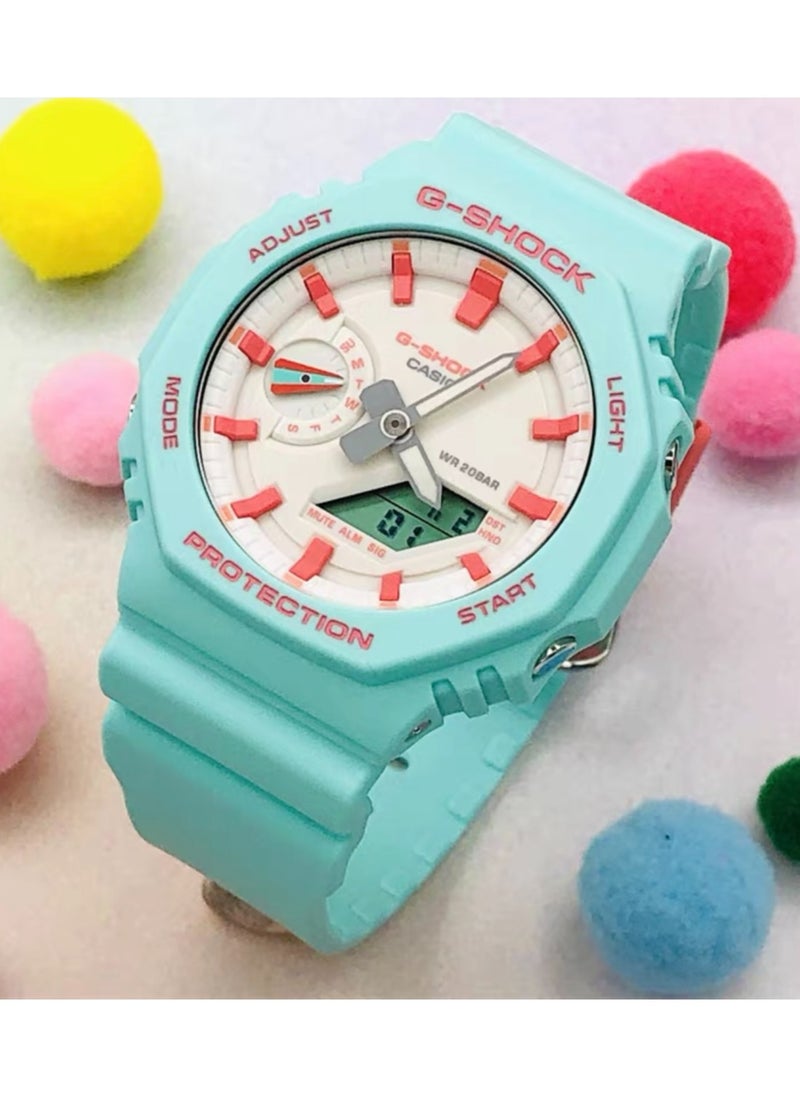 CASIO - octagonal sports waterproof and shockproof watch GA-2100 bule pink - Image 1