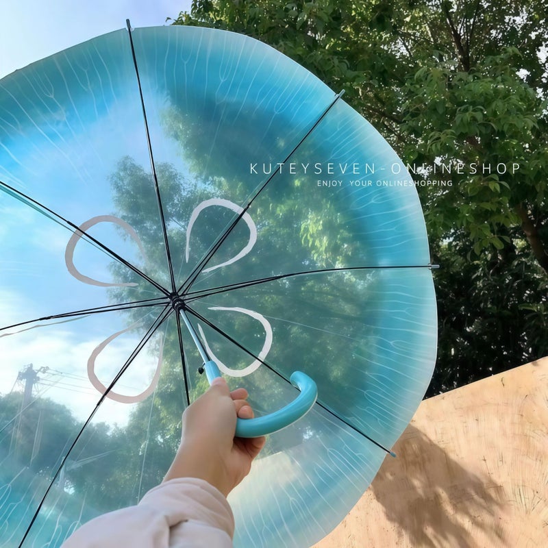 مظلة قنديل البحر الرومانسية - أزرق مائي متدرج، مقبض منحني، مقاومة للماء - Image 2