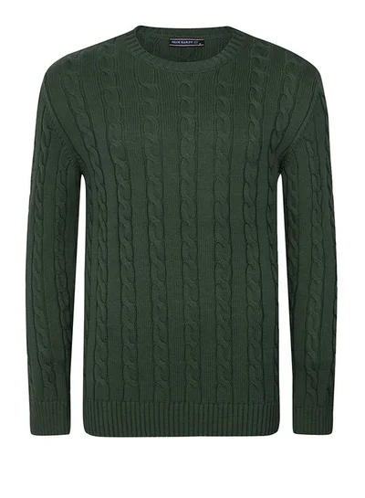 FELIX HARDY Cable Knit Crew Neck Pullover